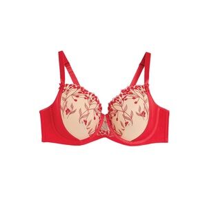NWT Penningtons Deesse Boudoir Satin Microfiber Balconette BRA in Red